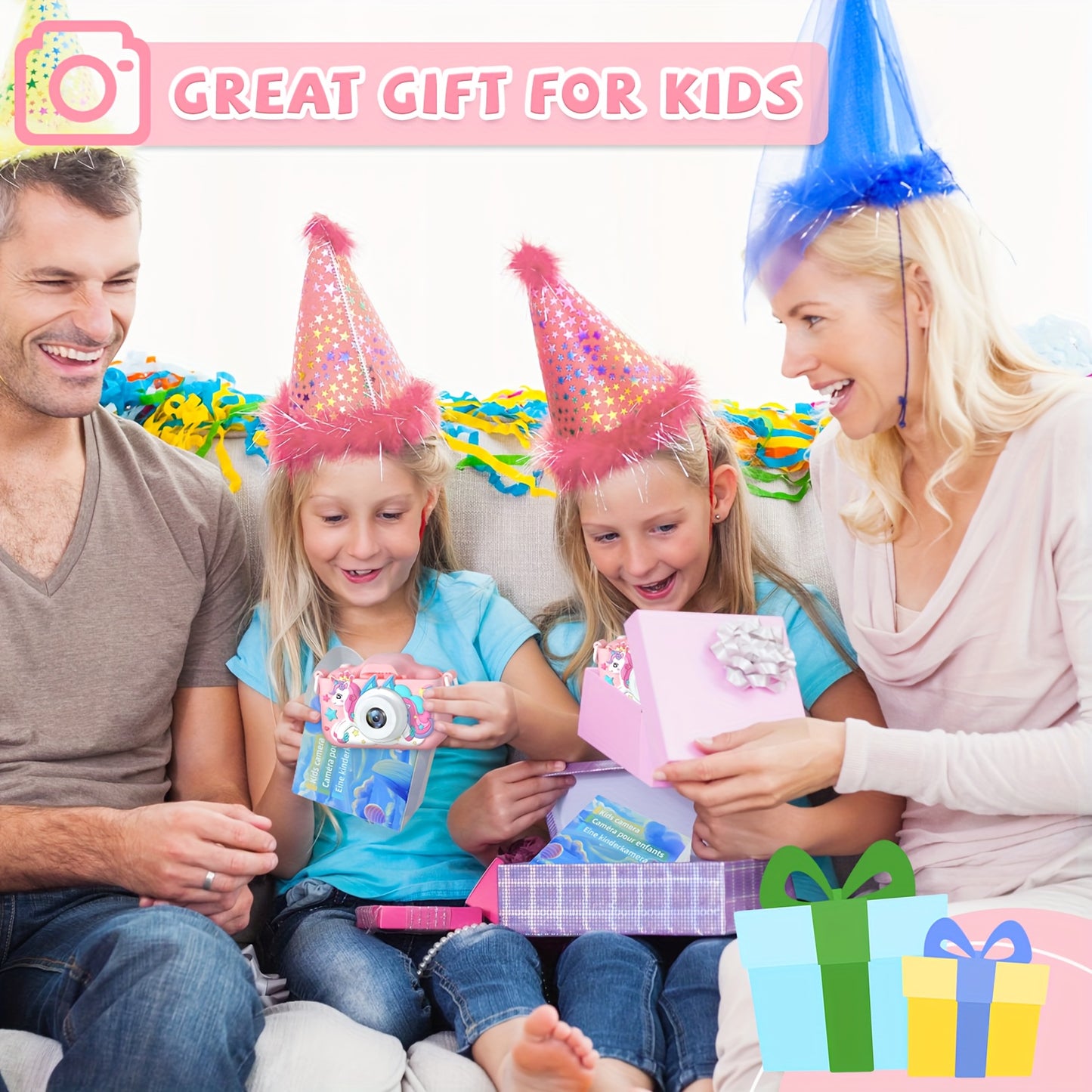 Magical Unicorn Digital Camera for Kids - 32G SD Card, Rechargeable, High-Definition, Portable, Electronic Camera Toy, Perfect Christmas Birthday Gift with Card Reader