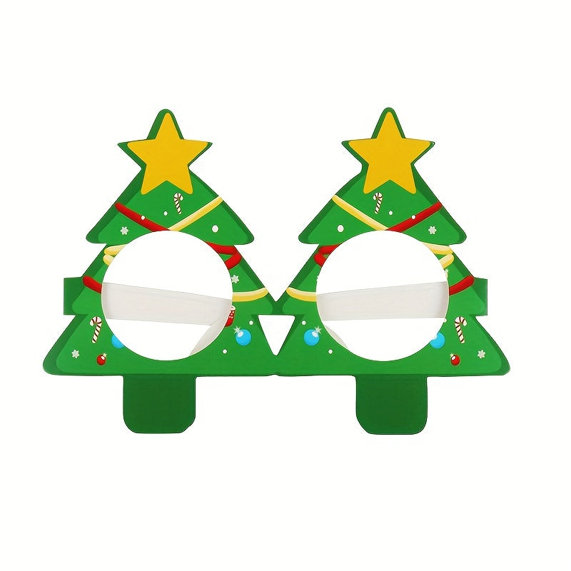 9 Pairs Santa Claus Christmas Tree Elk Paper Glasses, Frame Christmas Glasses, Photo Props, Christmas Decoration