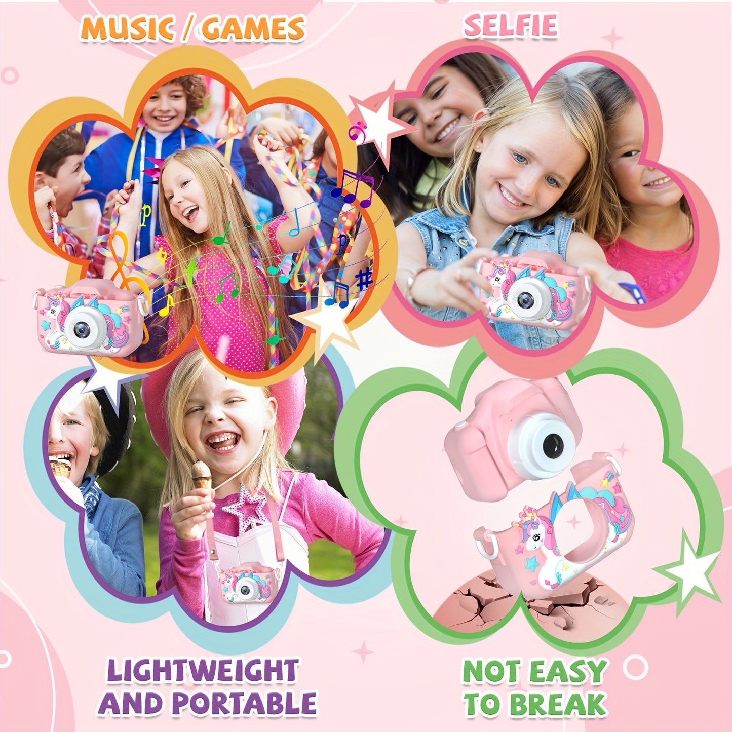 Magical Unicorn Digital Camera for Kids - 32G SD Card, Rechargeable, High-Definition, Portable, Electronic Camera Toy, Perfect Christmas Birthday Gift with Card Reader