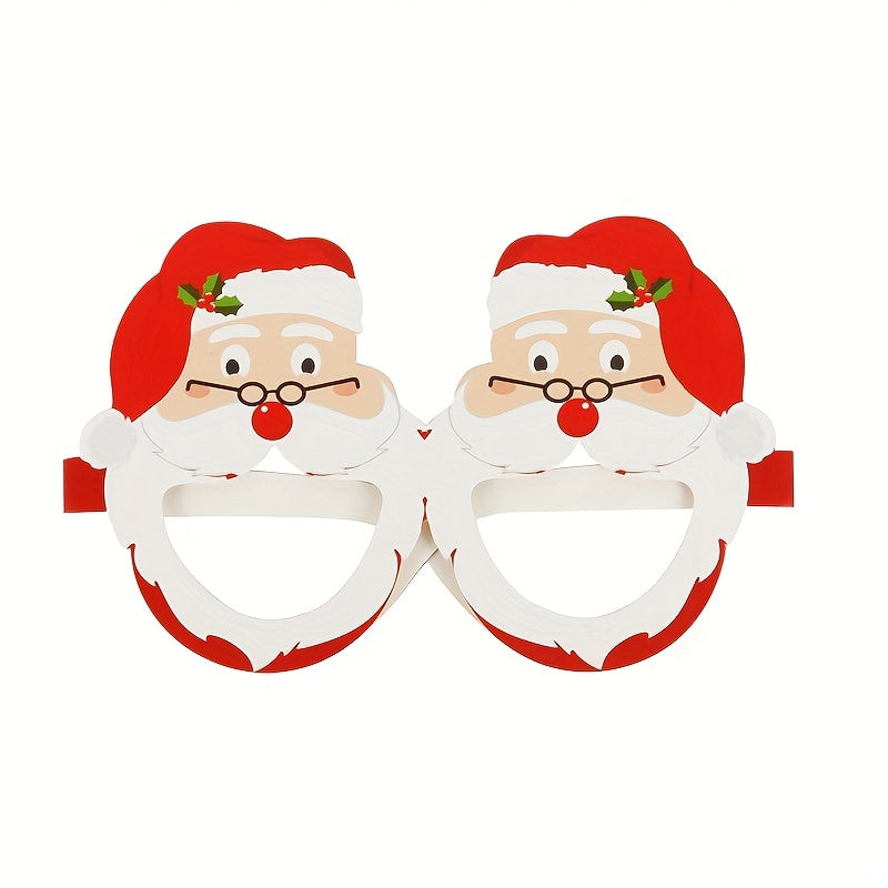 9 Pairs Santa Claus Christmas Tree Elk Paper Glasses, Frame Christmas Glasses, Photo Props, Christmas Decoration