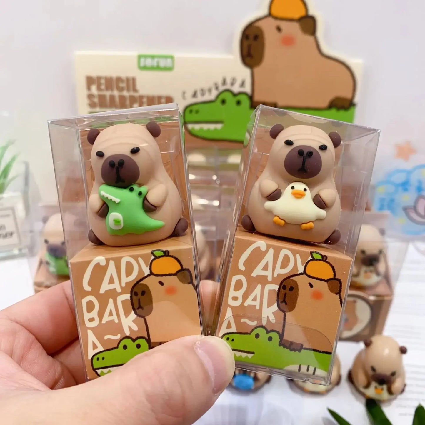 3 Pieces Creative Capybara 3D Cartoon shape pencil sharpener cute Penknife kid plastic desktop trinkets School stationery gift