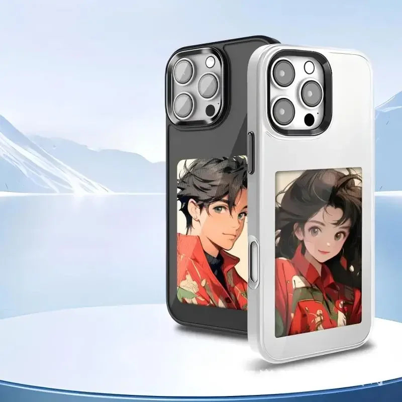 NFC DIY Picture Ink Bracket Phone Case Stand for iPhone 15 14 13 Pro Max Case Screen Phone Cover Cartoon Ink Protection Holder