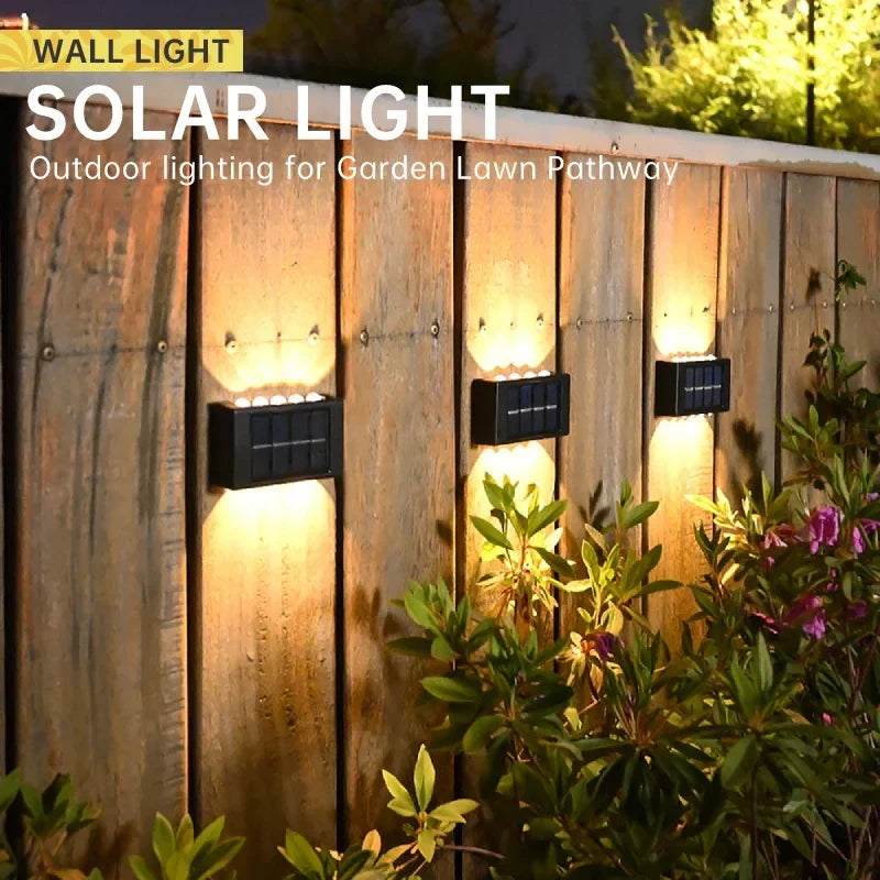 6 Lumen LED Solar Wall Lamp Outdoor Waterproof Light Up and Down Luminous Lighting for Home Garden Yard Fence Decoration Sunlight Light