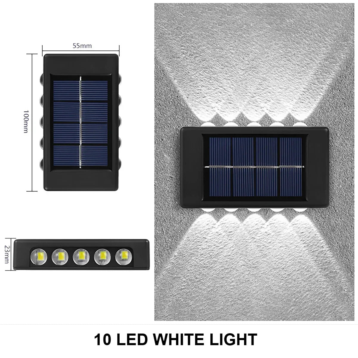 6 Lumen LED Solar Wall Lamp Outdoor Waterproof Light Up and Down Luminous Lighting for Home Garden Yard Fence Decoration Sunlight Light