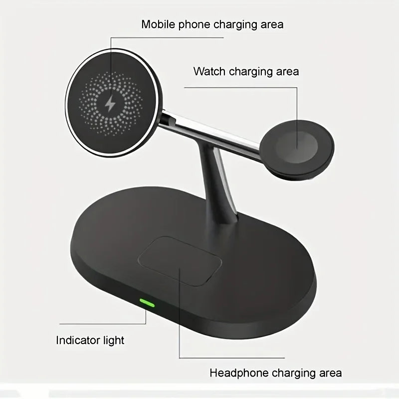 Quick Wireless Charging Stand - 3-in-1 Magnetic USB-C Dock for iPhone,iWatch, AirPods беспроводная зарядка cargador inalambrico
