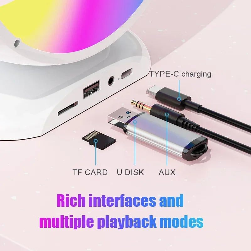 2024 Mini Portable Mic Karaoke Speaker with Bluetooth Speaker with Wireless Microphone Music Player Night Light Atmosphere Lamp