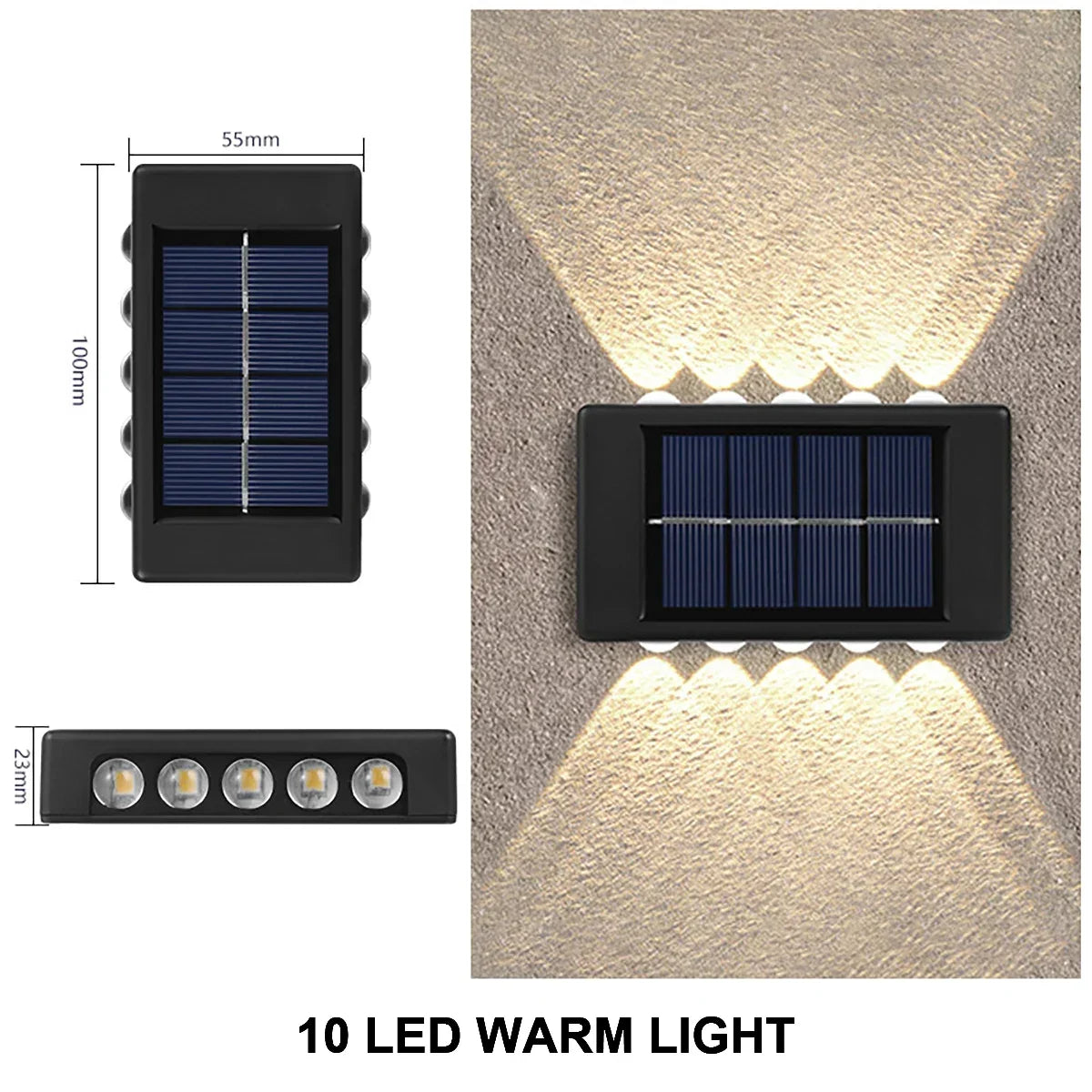 6 Lumen LED Solar Wall Lamp Outdoor Waterproof Light Up and Down Luminous Lighting for Home Garden Yard Fence Decoration Sunlight Light