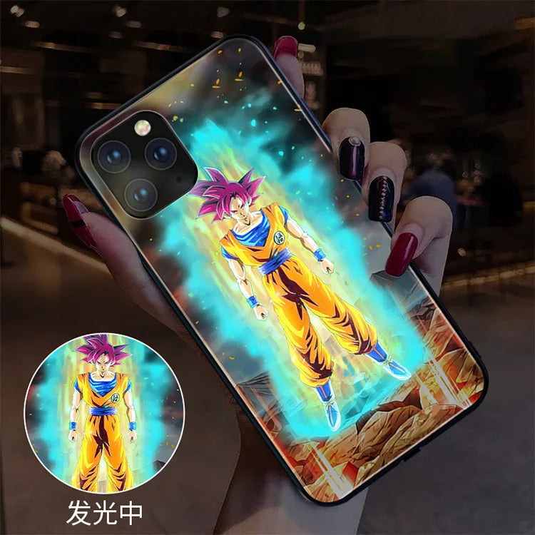 Dragon Ball LED Flash Music Light Up Phone Case For IPhone 13 12 11 Pro Max 7 8 Plus X XR Figure Son Goku Vegeta Phonecase Gifts