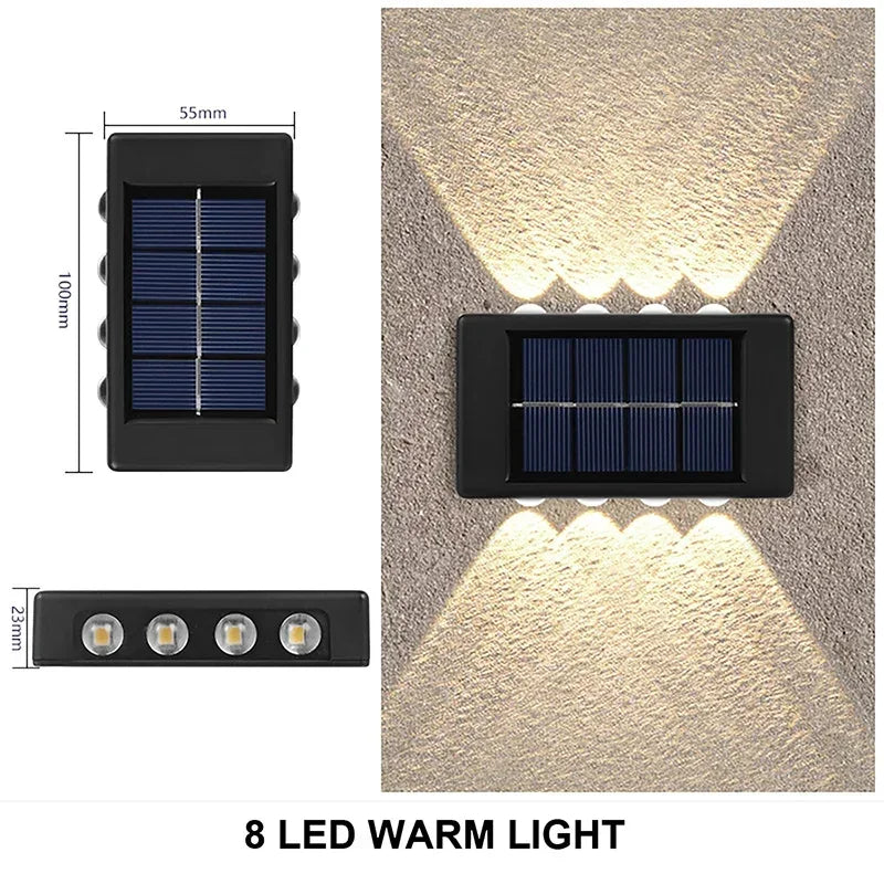 6 Lumen LED Solar Wall Lamp Outdoor Waterproof Light Up and Down Luminous Lighting for Home Garden Yard Fence Decoration Sunlight Light