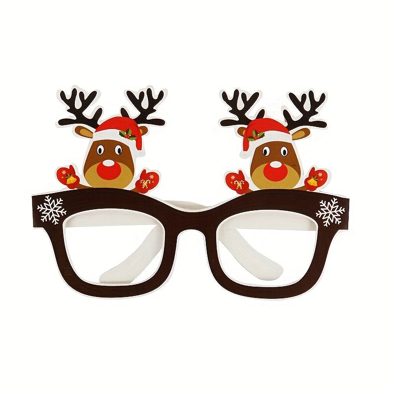 9 Pairs Santa Claus Christmas Tree Elk Paper Glasses, Frame Christmas Glasses, Photo Props, Christmas Decoration