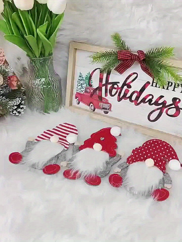 12pcs Festive Christmas Gnome Cutlery Set - Knife, Spoon & Fork Holders for Holiday Table Decor, Perfect for Home Entertaining