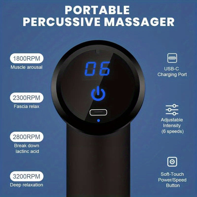 1pc High Torque Massage Gun, Deep Tissue Muscle Handheld Impact Massager, Ultra Compact And Elegant Design, Suitable For Body, Back, And Neck Massage Relaxation, Father's Day Gift For Dad