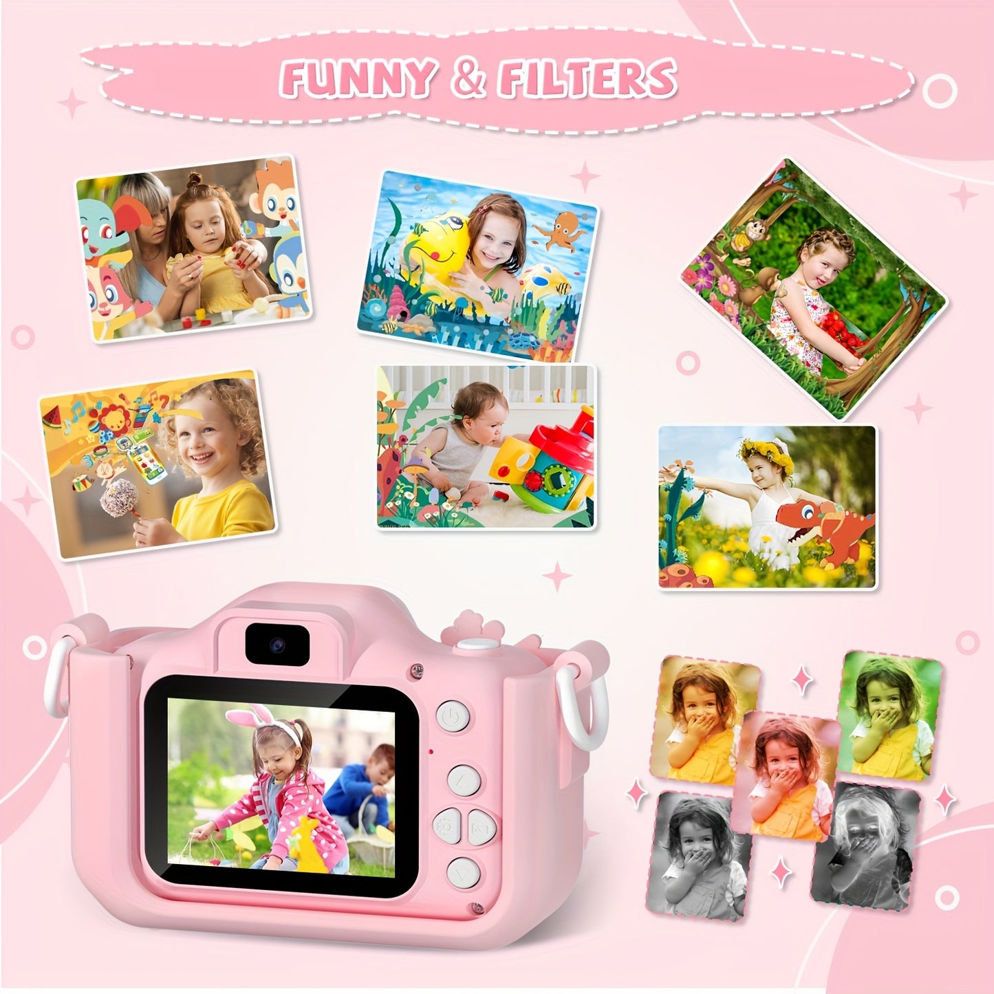 Magical Unicorn Digital Camera for Kids - 32G SD Card, Rechargeable, High-Definition, Portable, Electronic Camera Toy, Perfect Christmas Birthday Gift with Card Reader