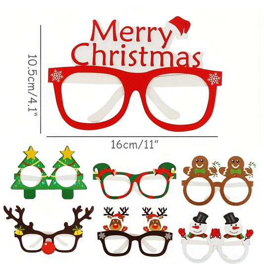 9 Pairs Santa Claus Christmas Tree Elk Paper Glasses, Frame Christmas Glasses, Photo Props, Christmas Decoration