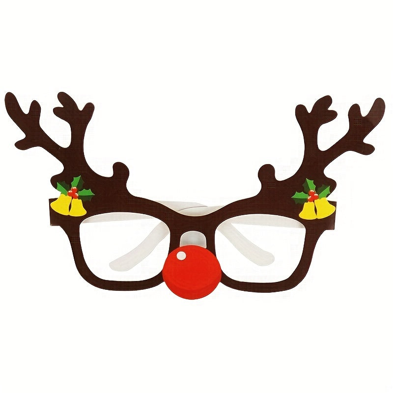 9 Pairs Santa Claus Christmas Tree Elk Paper Glasses, Frame Christmas Glasses, Photo Props, Christmas Decoration