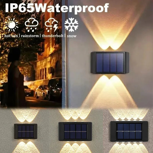 6 Lumen LED Solar Wall Lamp Outdoor Waterproof Light Up and Down Luminous Lighting for Home Garden Yard Fence Decoration Sunlight Light