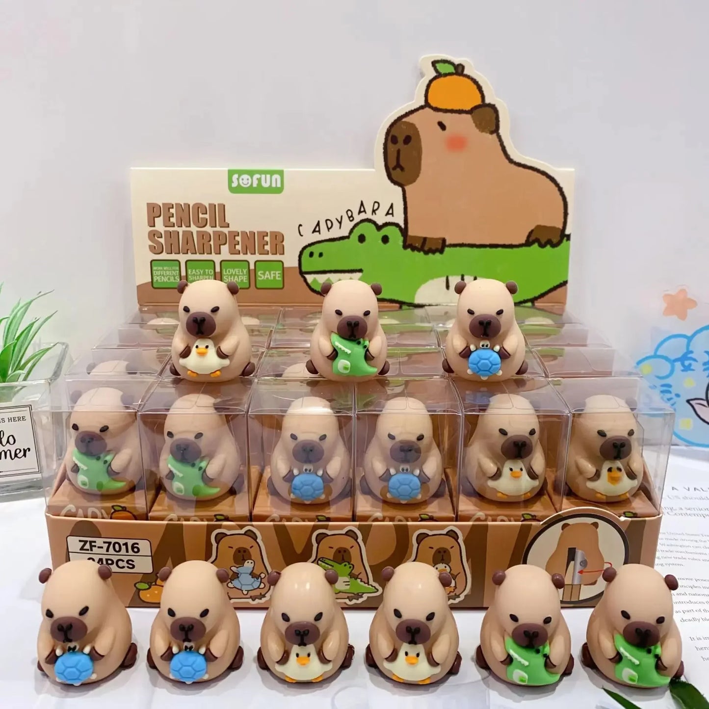 3 Pieces Creative Capybara 3D Cartoon shape pencil sharpener cute Penknife kid plastic desktop trinkets School stationery gift