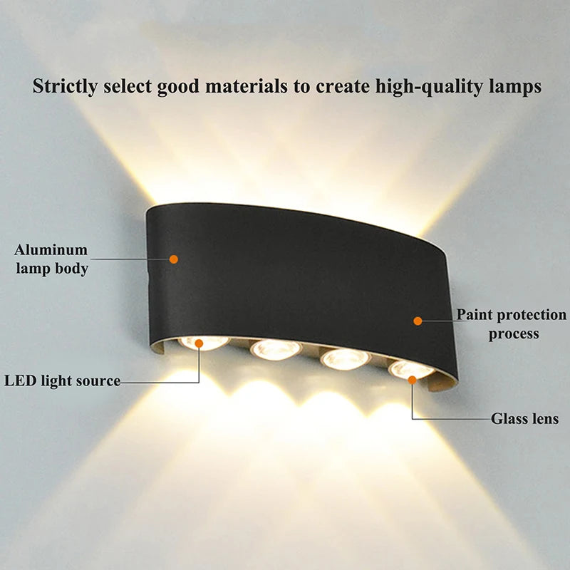 White LED Wall Lamp – Waterproof Up/Down Mount Light for Living Room, Hallway & Patio