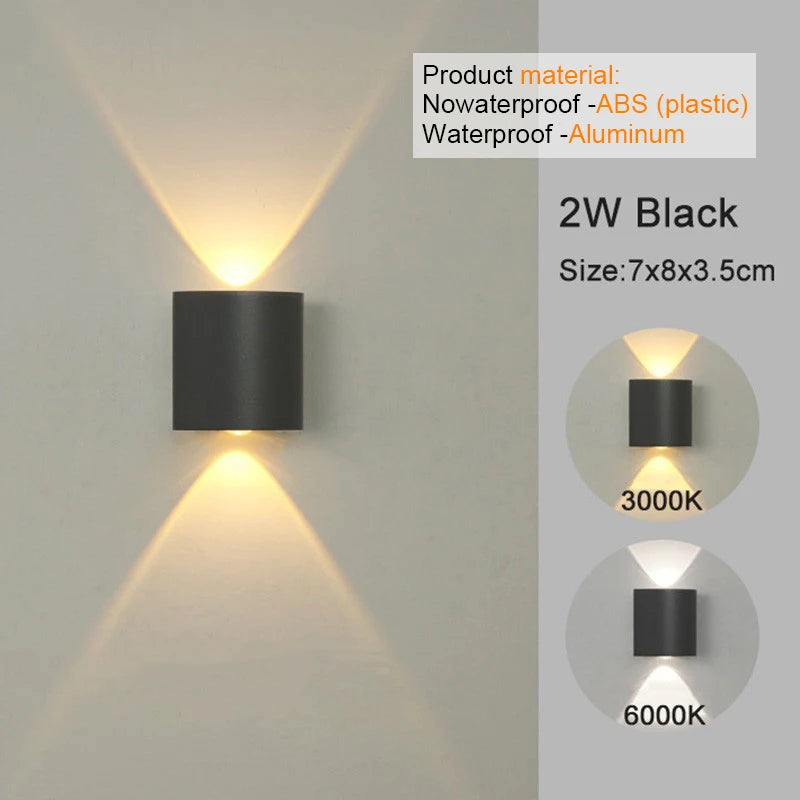 White LED Wall Lamp – Waterproof Up/Down Mount Light for Living Room, Hallway & Patio
