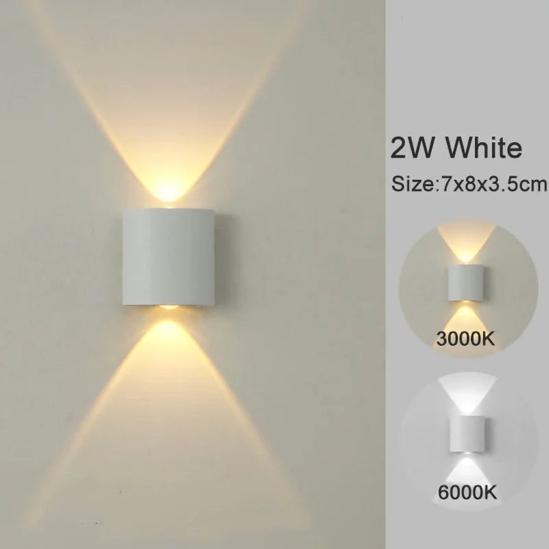 White LED Wall Lamp – Waterproof Up/Down Mount Light for Living Room, Hallway & Patio