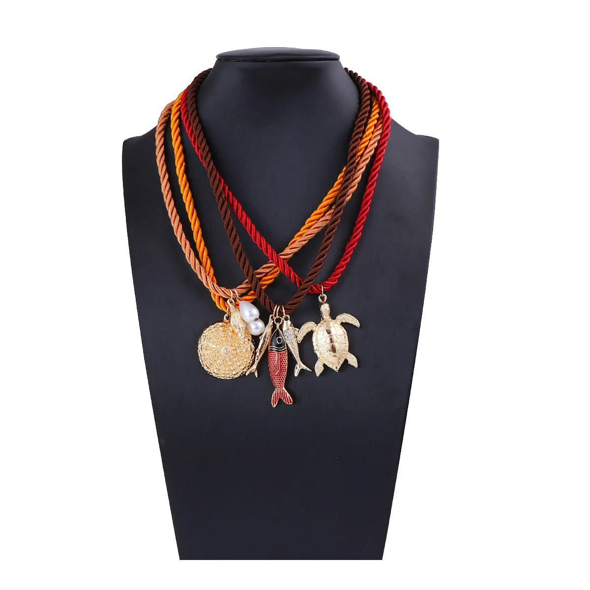 Women’s Ocean Pendant Necklace Set (4PCS) – Sea Turtle, Fish & Marine Charms | Summer Beach Jewelry 2025
