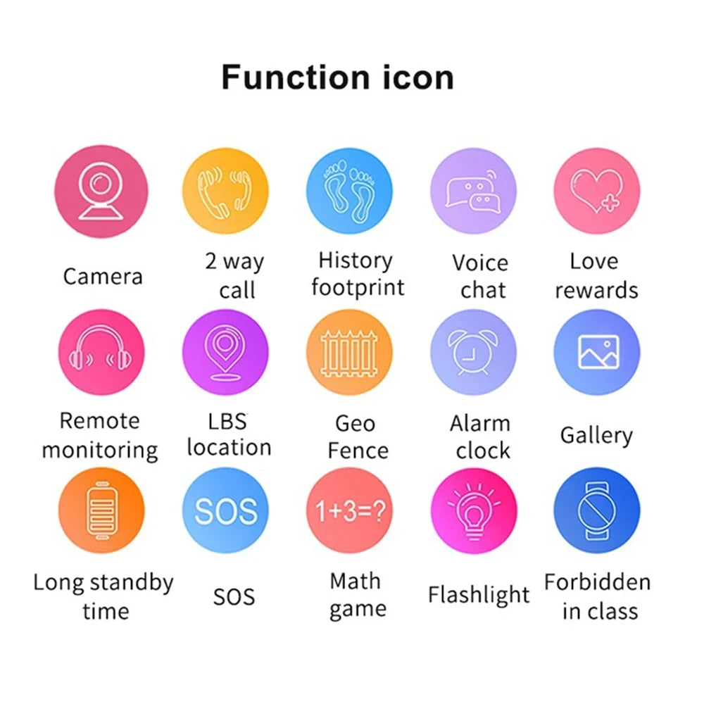 Kids Smart Watch 2024 New Sim Card Smartwatch For Children Sos Call Phone Camera Voice Chat Photo Boy Girl Gift Color Screen Q19