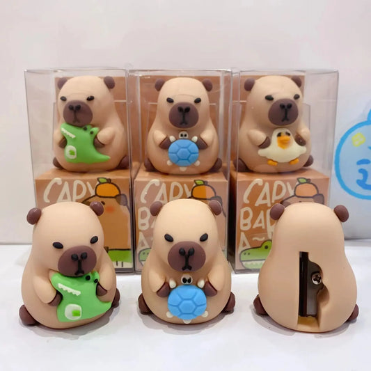 3 Pieces Creative Capybara 3D Cartoon shape pencil sharpener cute Penknife kid plastic desktop trinkets School stationery gift