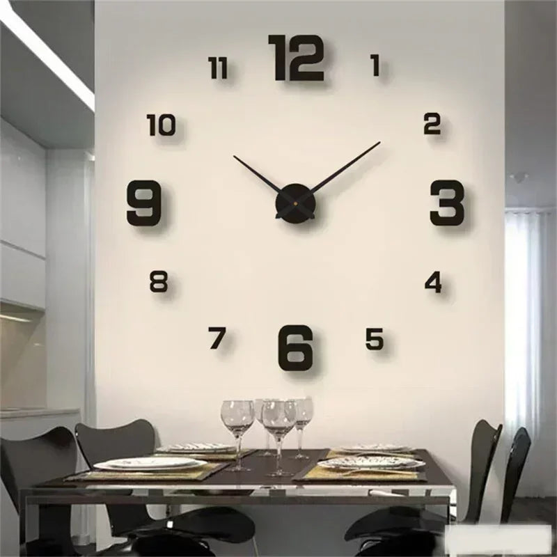 2024 DIY Wall Clock for Home Office 40cm Frameless Modern 3D Wall Clock Mirror Stickers Hotel Room Design School Decoration Decor