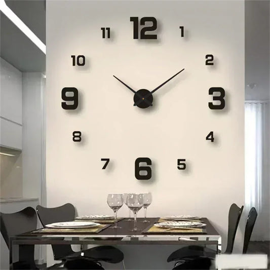 2024 DIY Wall Clock for Home Office 40cm Frameless Modern 3D Wall Clock Mirror Stickers Hotel Room Design School Decoration Decor