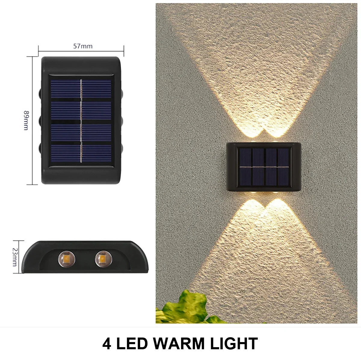 6 Lumen LED Solar Wall Lamp Outdoor Waterproof Light Up and Down Luminous Lighting for Home Garden Yard Fence Decoration Sunlight Light