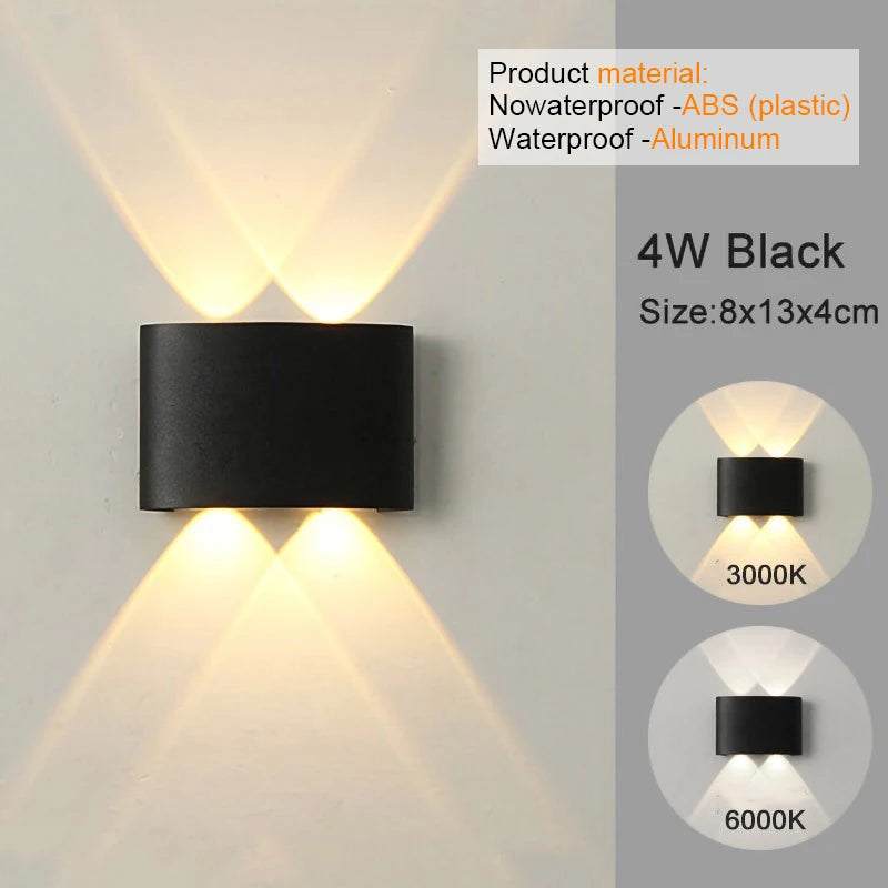 White LED Wall Lamp – Waterproof Up/Down Mount Light for Living Room, Hallway & Patio