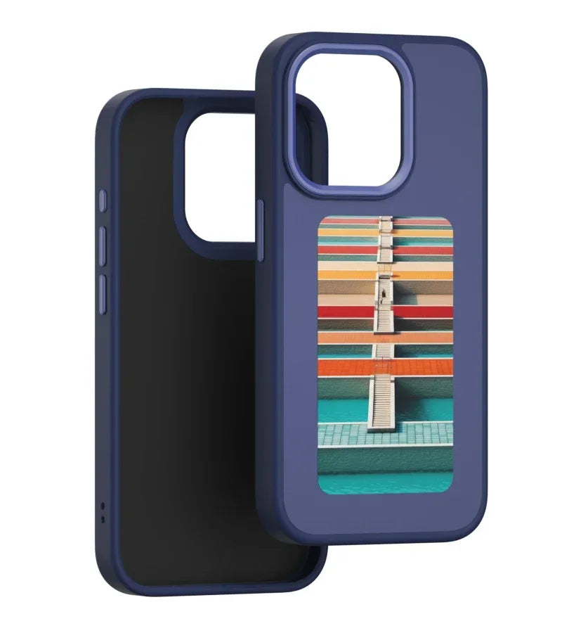 NFC DIY Picture Ink Bracket Phone Case Stand for iPhone 15 14 13 Pro Max Case Screen Phone Cover Cartoon Ink Protection Holder