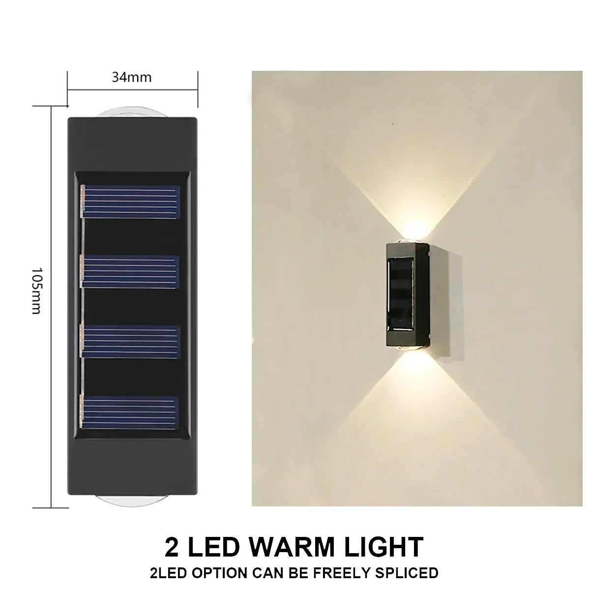 6 Lumen LED Solar Wall Lamp Outdoor Waterproof Light Up and Down Luminous Lighting for Home Garden Yard Fence Decoration Sunlight Light