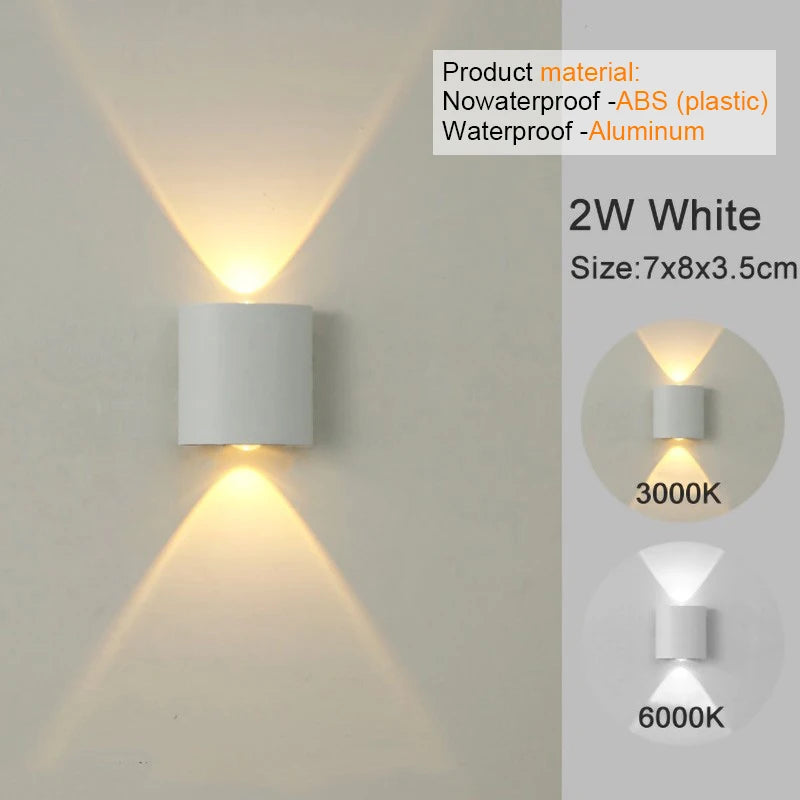 White LED Wall Lamp – Waterproof Up/Down Mount Light for Living Room, Hallway & Patio
