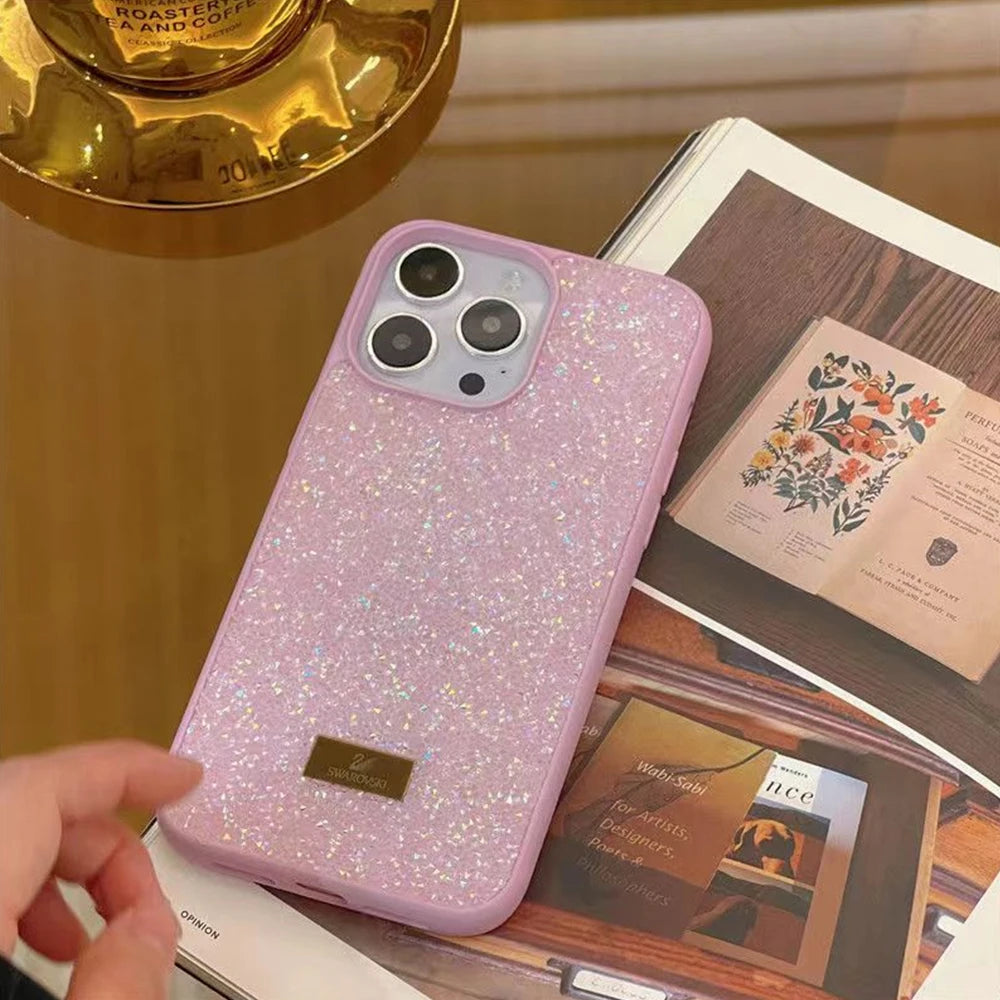 Diamond Swarovsky case For IPhone 14 Pro Ins Luxury Bling Glitter Diamond Senior Phone Case for IPhone 14 13 11 12 Pro Fashion Shockproof Case Cover