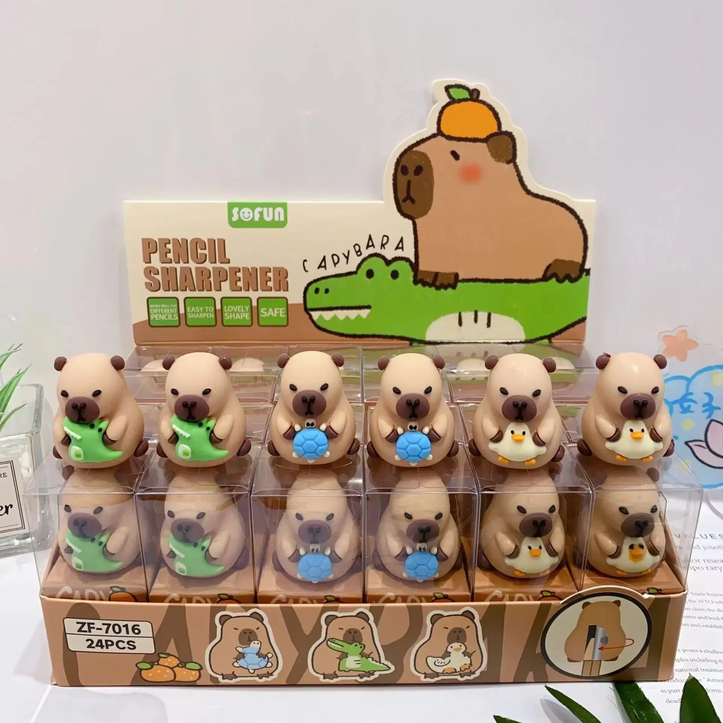 3 Pieces Creative Capybara 3D Cartoon shape pencil sharpener cute Penknife kid plastic desktop trinkets School stationery gift
