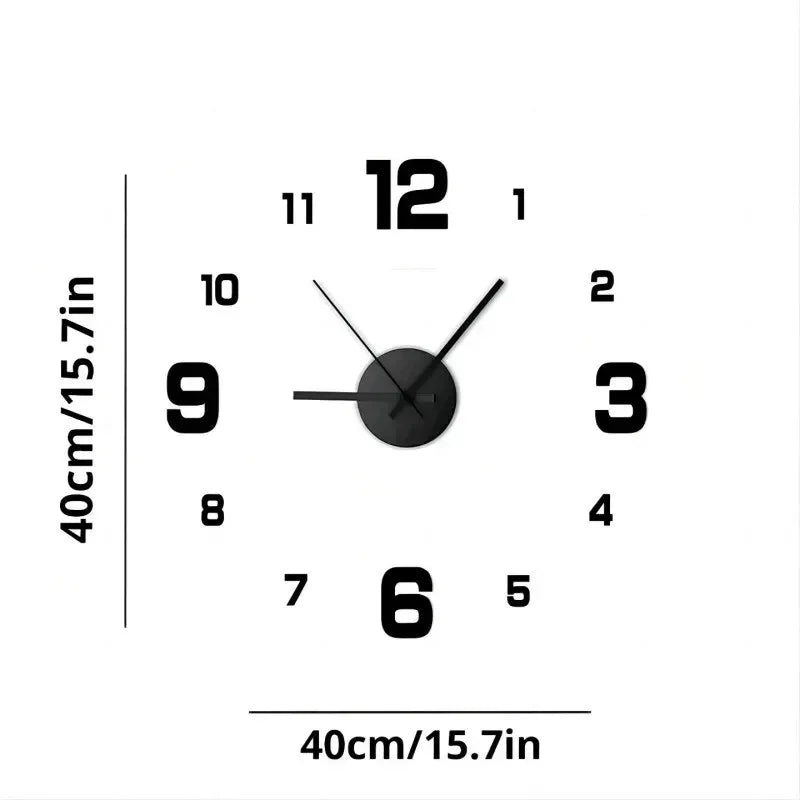 2024 DIY Wall Clock for Home Office 40cm Frameless Modern 3D Wall Clock Mirror Stickers Hotel Room Design School Decoration Decor