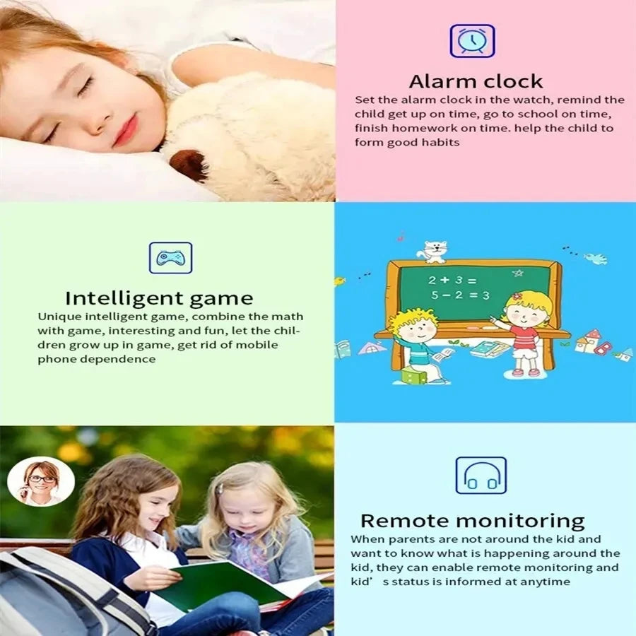 Kids Smart Watch 2024 New Sim Card Smartwatch For Children Sos Call Phone Camera Voice Chat Photo Boy Girl Gift Color Screen Q19