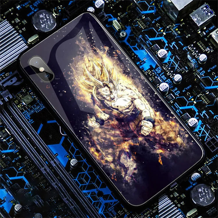 Dragon Ball LED Flash Music Light Up Phone Case For IPhone 13 12 11 Pro Max 7 8 Plus X XR Figure Son Goku Vegeta Phonecase Gifts