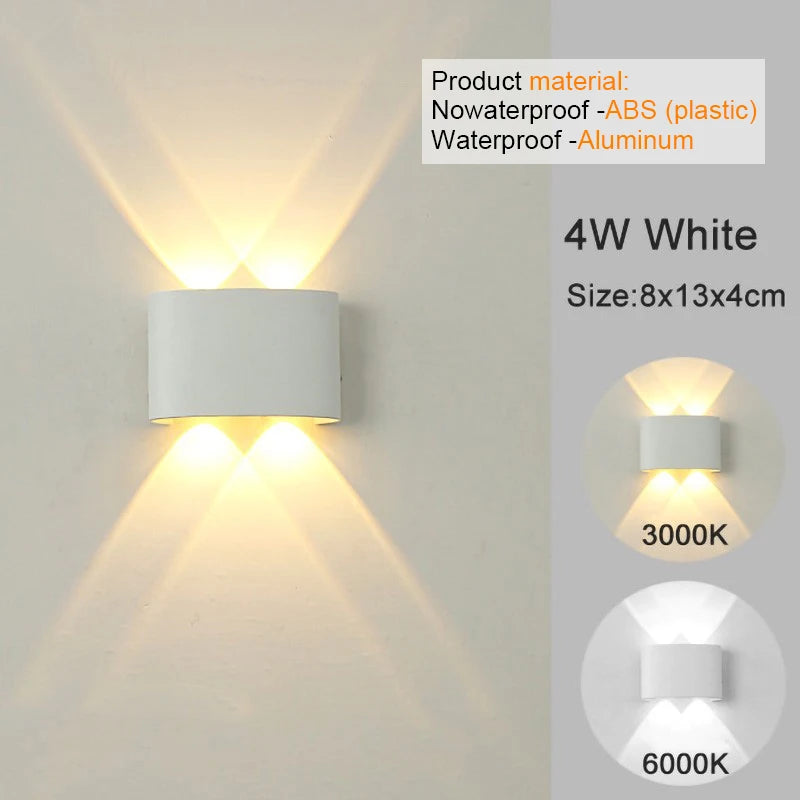 White LED Wall Lamp – Waterproof Up/Down Mount Light for Living Room, Hallway & Patio