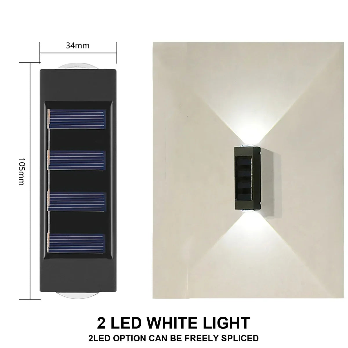 6 Lumen LED Solar Wall Lamp Outdoor Waterproof Light Up and Down Luminous Lighting for Home Garden Yard Fence Decoration Sunlight Light