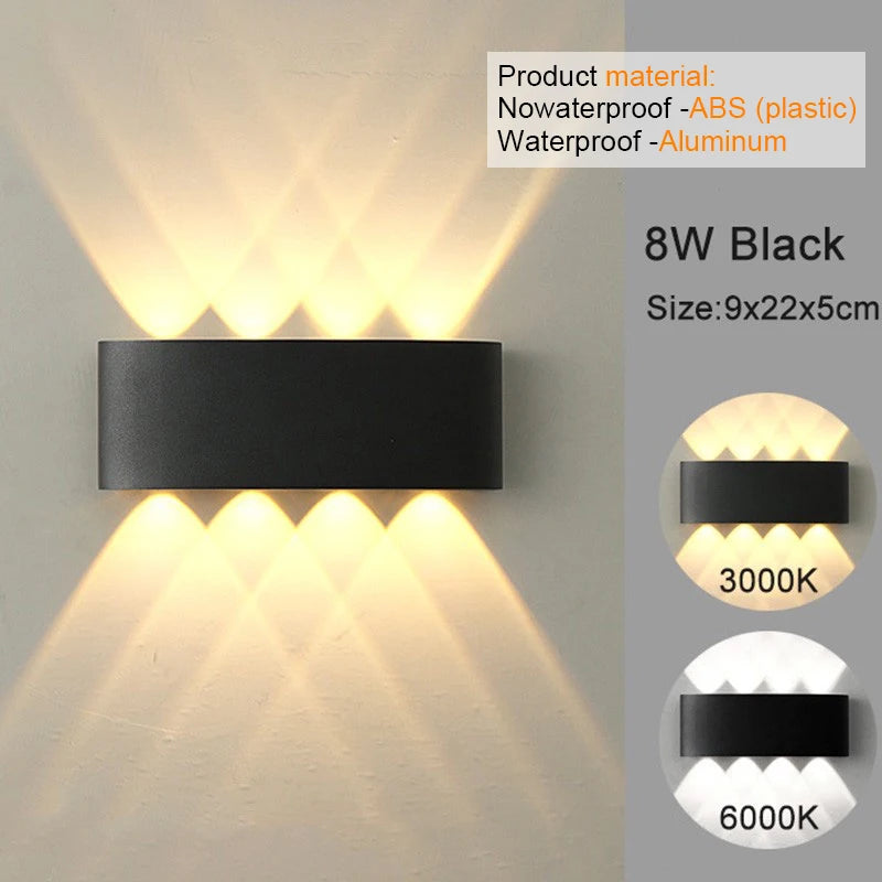 White LED Wall Lamp – Waterproof Up/Down Mount Light for Living Room, Hallway & Patio