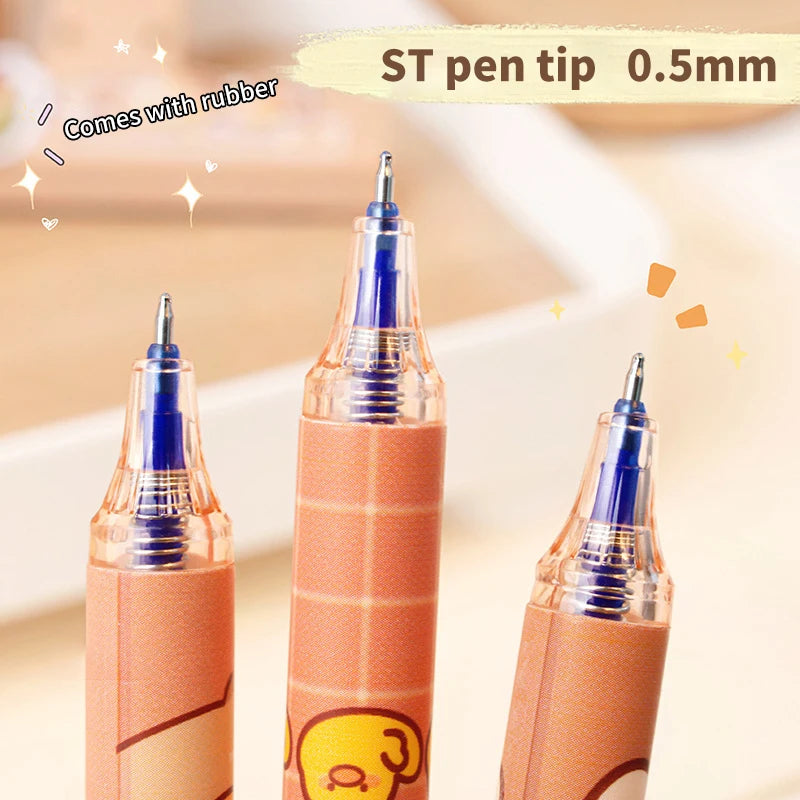 6Pcs Kawaii Capybara Gel Pen Set Black Blue Ink Quickly-Drying Cute Press Gel Pens Aesthetic Stationery School Office Supplies
