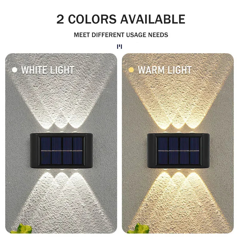 6 Lumen LED Solar Wall Lamp Outdoor Waterproof Light Up and Down Luminous Lighting for Home Garden Yard Fence Decoration Sunlight Light