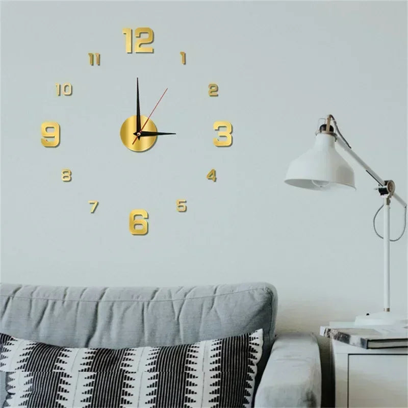 2024 DIY Wall Clock for Home Office 40cm Frameless Modern 3D Wall Clock Mirror Stickers Hotel Room Design School Decoration Decor