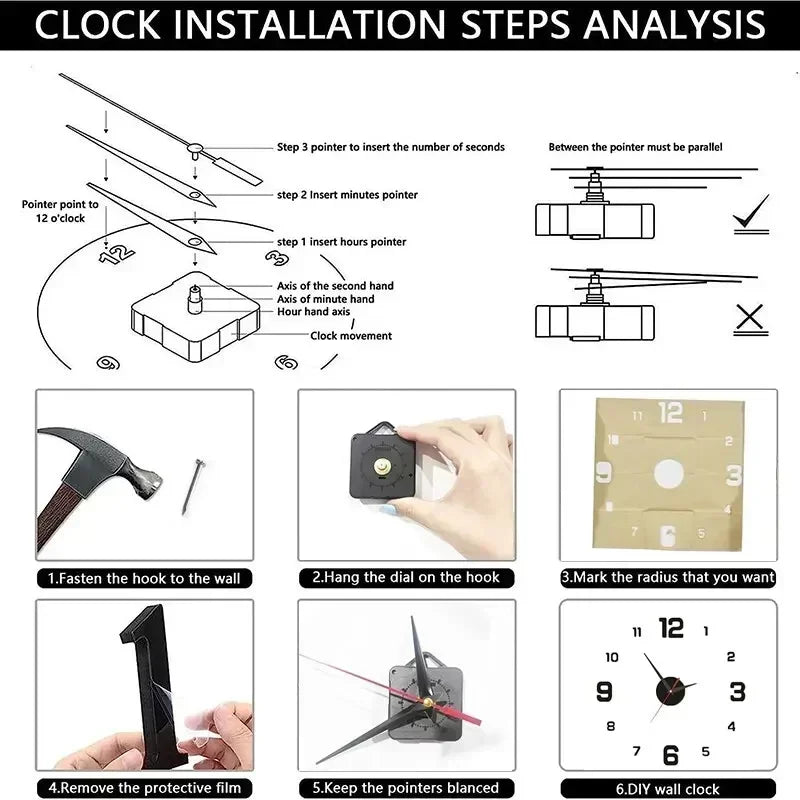 2024 DIY Wall Clock for Home Office 40cm Frameless Modern 3D Wall Clock Mirror Stickers Hotel Room Design School Decoration Decor