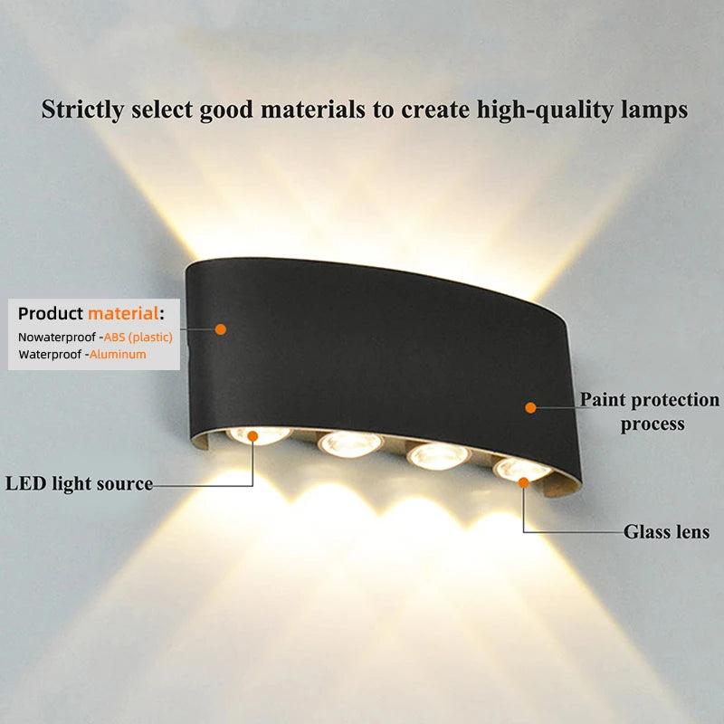 White LED Wall Lamp – Waterproof Up/Down Mount Light for Living Room, Hallway & Patio