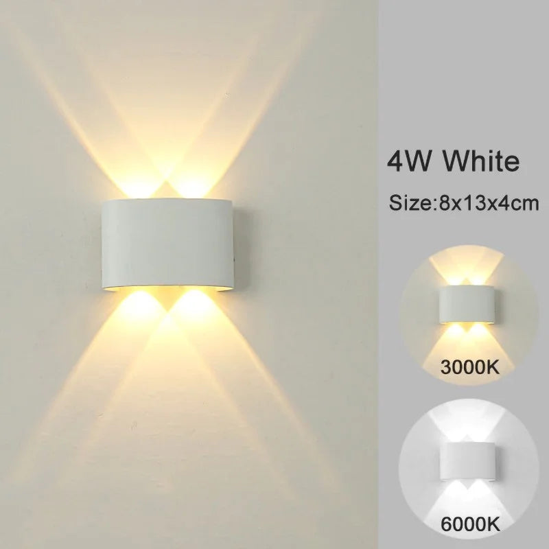 White LED Wall Lamp – Waterproof Up/Down Mount Light for Living Room, Hallway & Patio