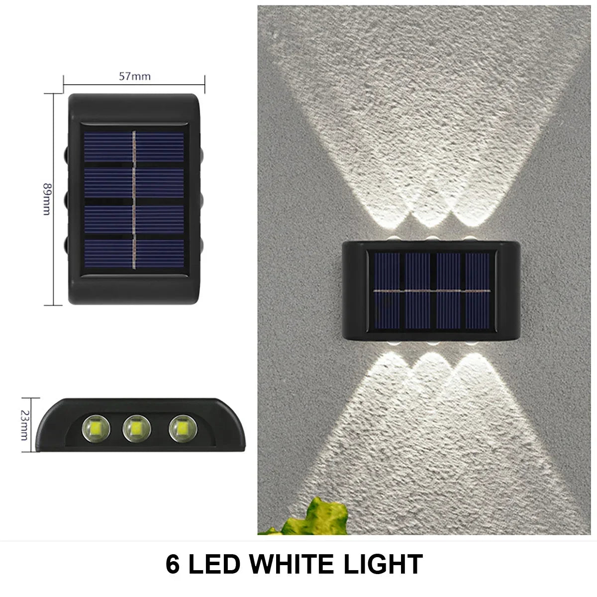 6 Lumen LED Solar Wall Lamp Outdoor Waterproof Light Up and Down Luminous Lighting for Home Garden Yard Fence Decoration Sunlight Light