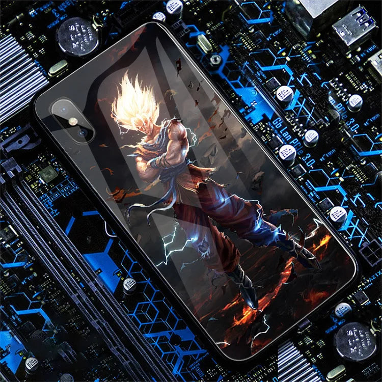 Dragon Ball LED Flash Music Light Up Phone Case For IPhone 13 12 11 Pro Max 7 8 Plus X XR Figure Son Goku Vegeta Phonecase Gifts